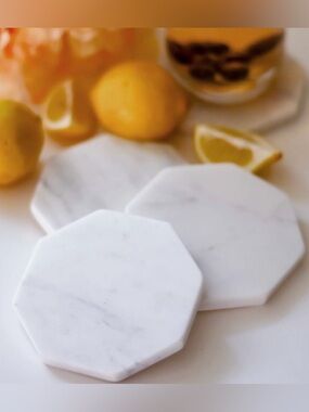 Zeal White Marble Octagon Coasters